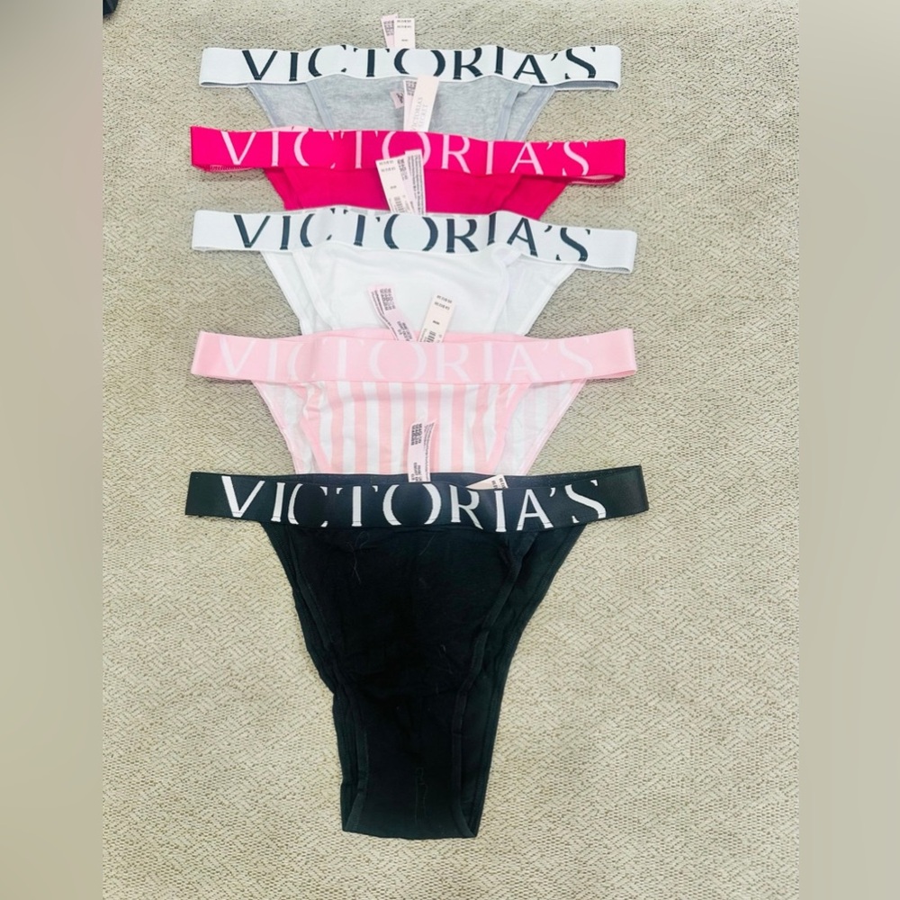 Victoria's Secret Exploded Logo Cotton 90s Brief Panty 5 pack size M